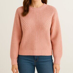 Clearance Women’s Cozy Pink Crewneck Sweater – Soft, Relaxed Fit, Size S”